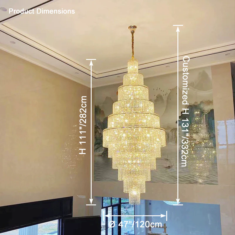 WOMO Tiered Crystal Foyer Chandelier-WM2386 - Image 16