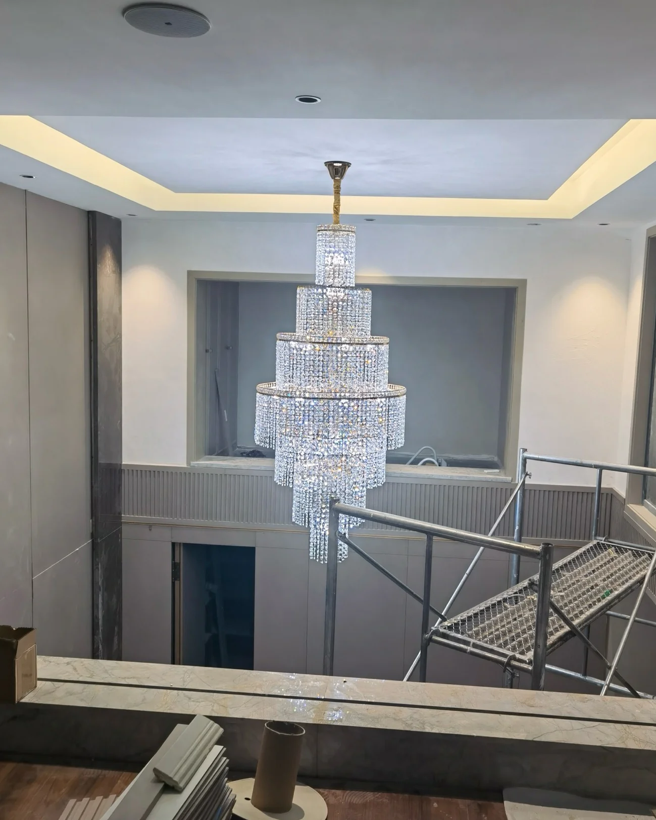 WOMO Tiered Crystal Foyer Chandelier-WM2386 - Image 4