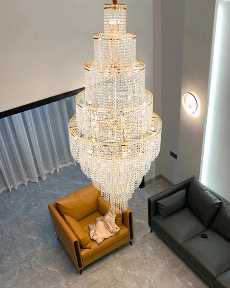 WOMO Tiered Crystal Foyer Chandelier-WM2386 - Image 5