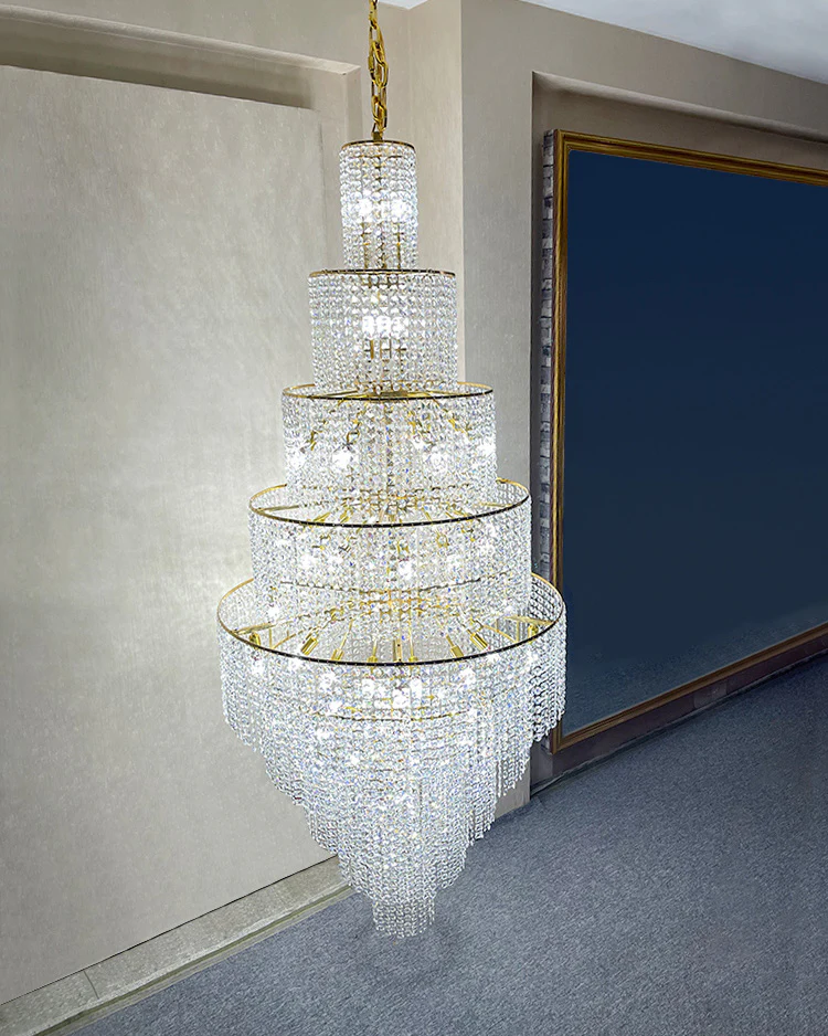 WOMO Tiered Crystal Foyer Chandelier-WM2386 - Image 7