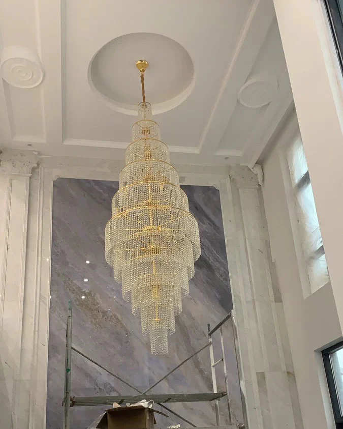 WOMO Tiered Crystal Foyer Chandelier-WM2386 - Image 9