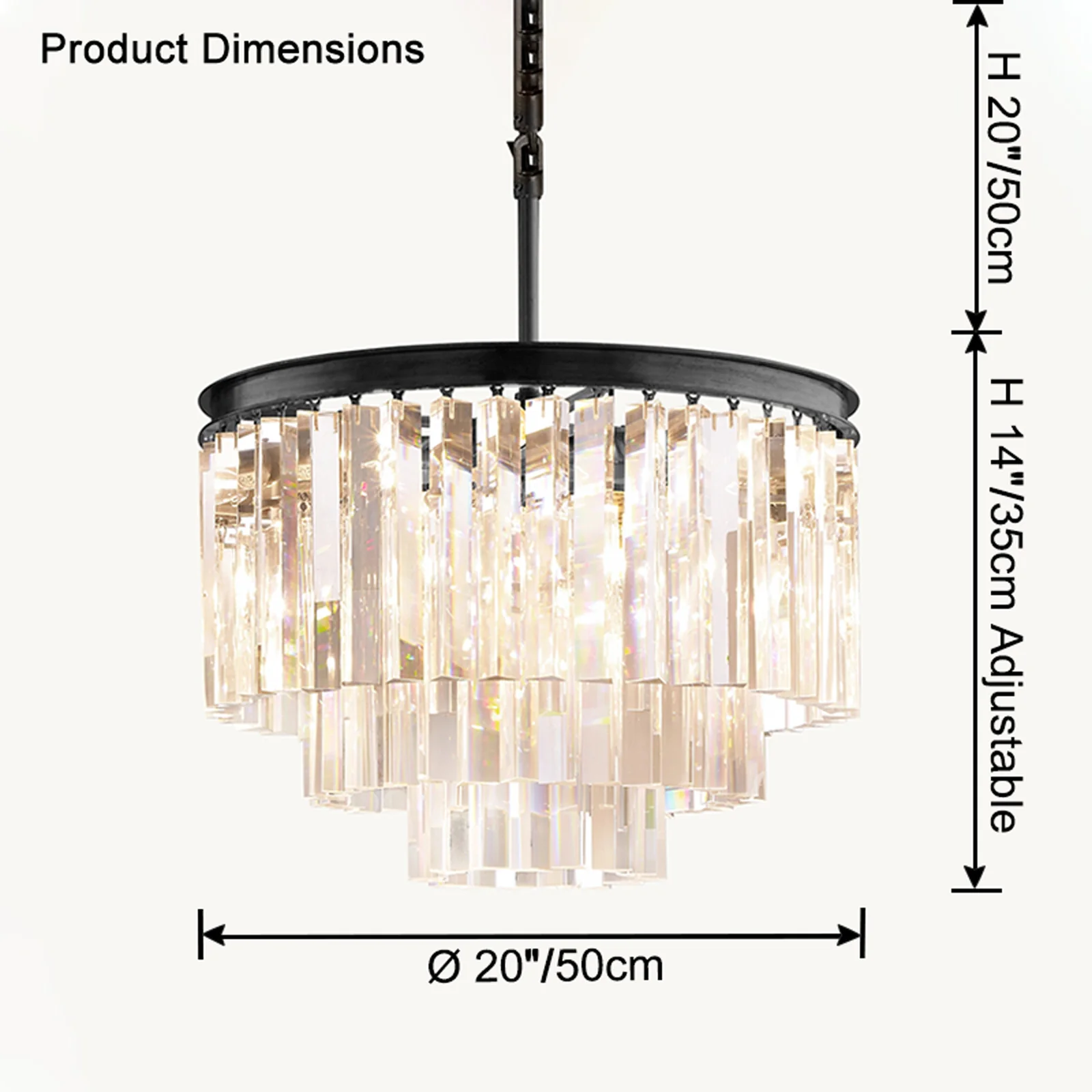 WOMO Tiered Crystal Prism Chandelier-WM2790 - Image 17