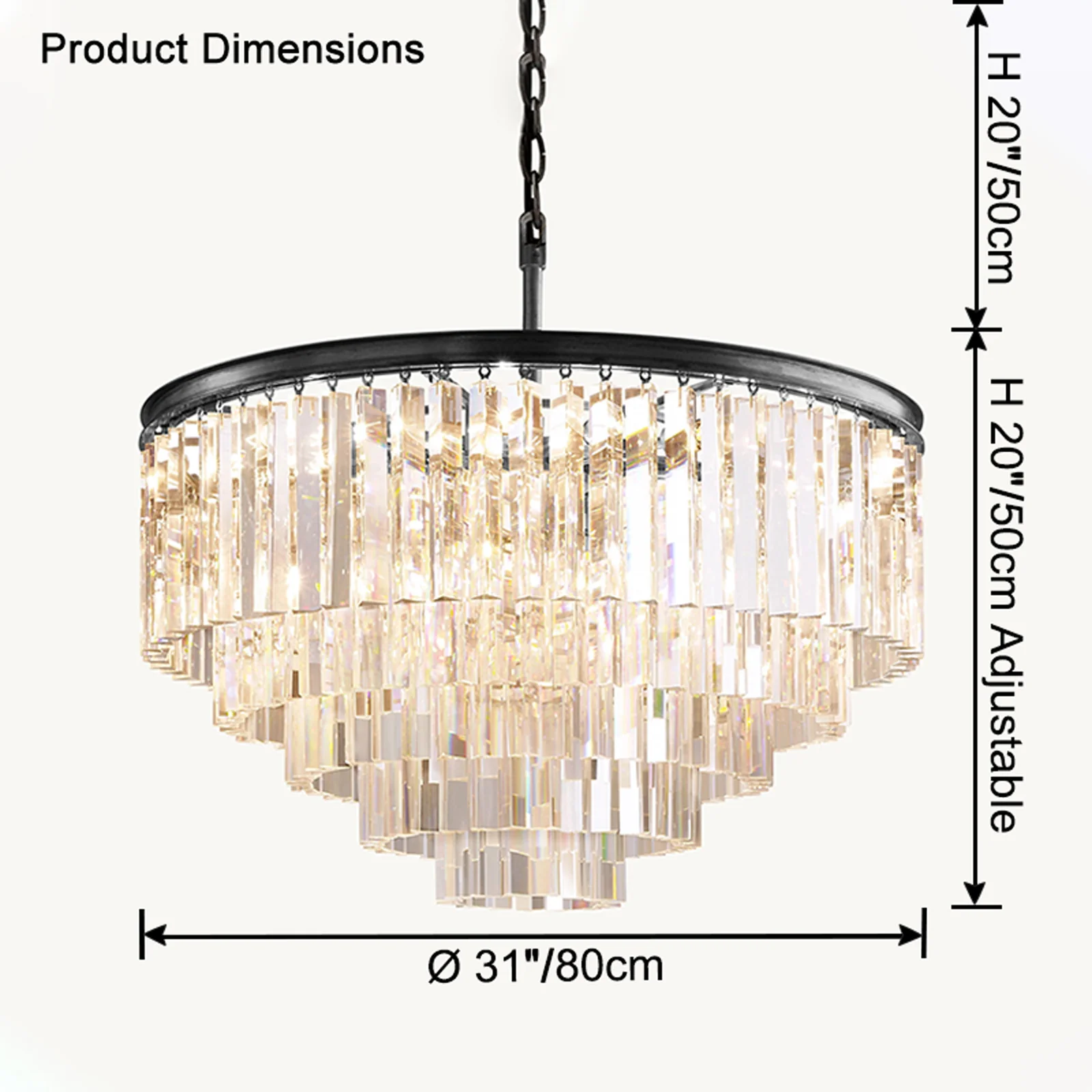 WOMO Tiered Crystal Prism Chandelier-WM2790 - Image 19