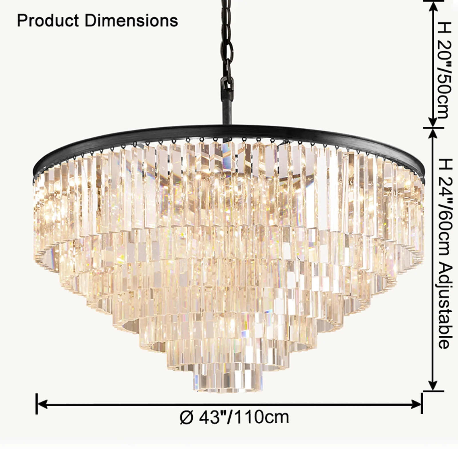 WOMO Tiered Crystal Prism Chandelier-WM2790 - Image 21