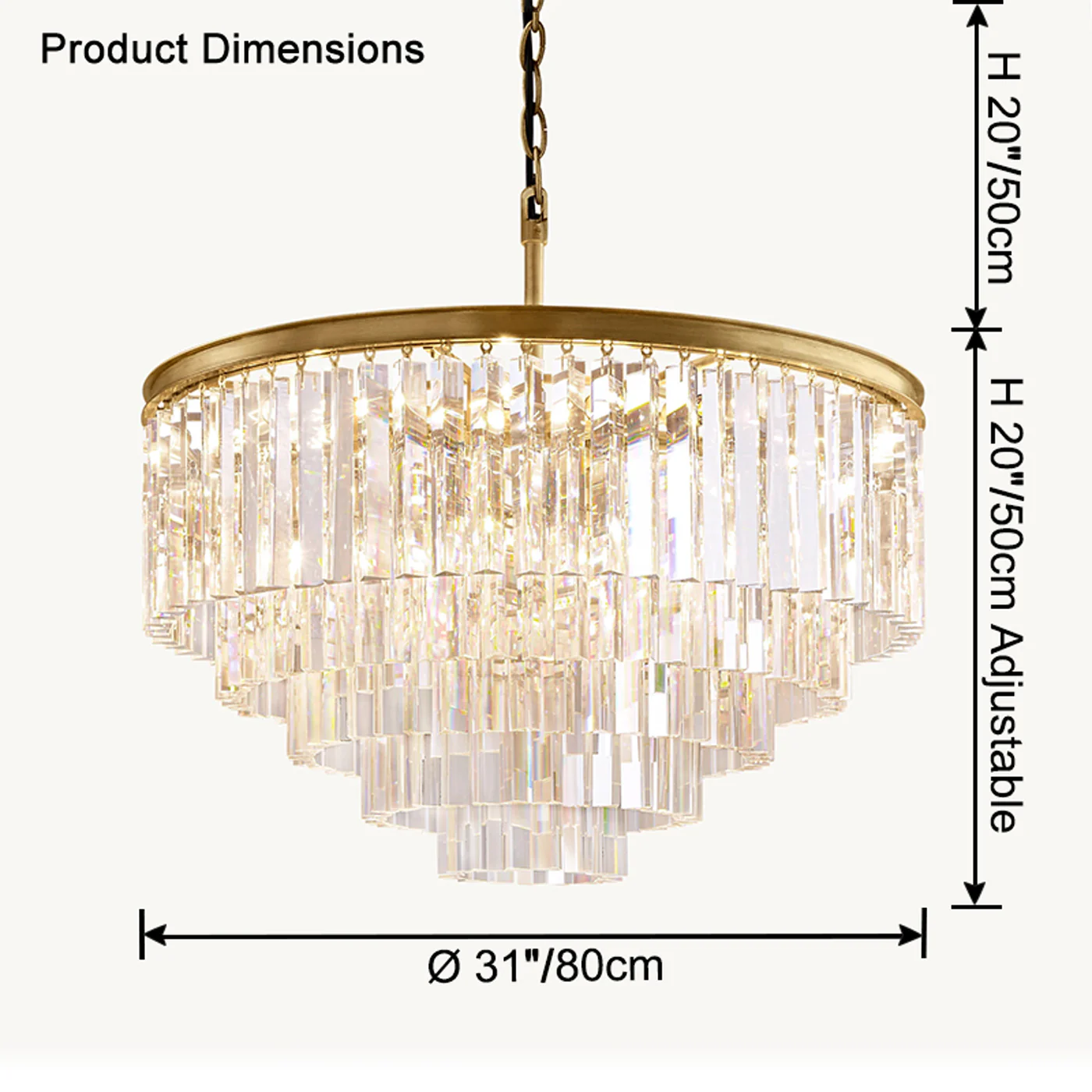 WOMO Tiered Crystal Prism Chandelier-WM2790 - Image 25