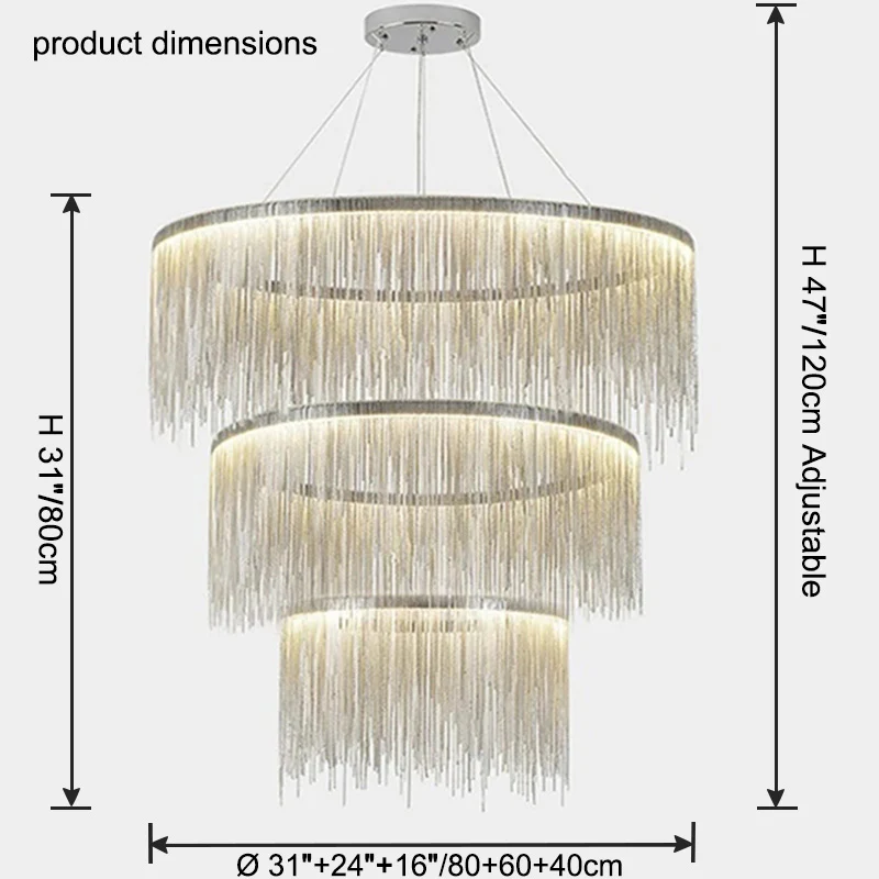 WOMO Tiered Fringe Chandelier-WM2062c - Image 26