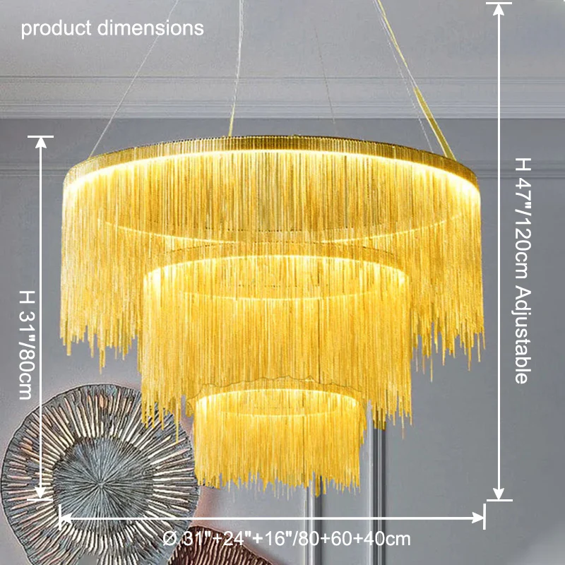 WOMO Tiered Fringe Chandelier-WM2062c - Image 34