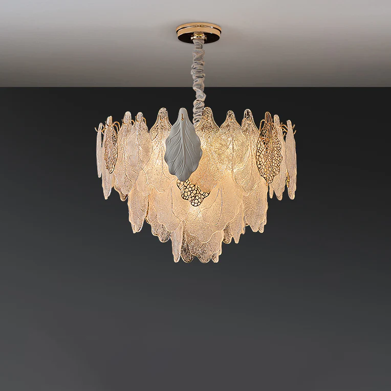 WOMO Tiered Glass Leaf Chandelier-WM3022 - Image 11