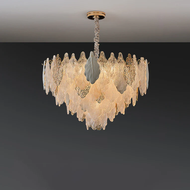 WOMO Tiered Glass Leaf Chandelier-WM3022 - Image 12