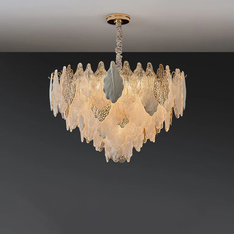 WOMO Tiered Glass Leaf Chandelier-WM3022 - Image 13
