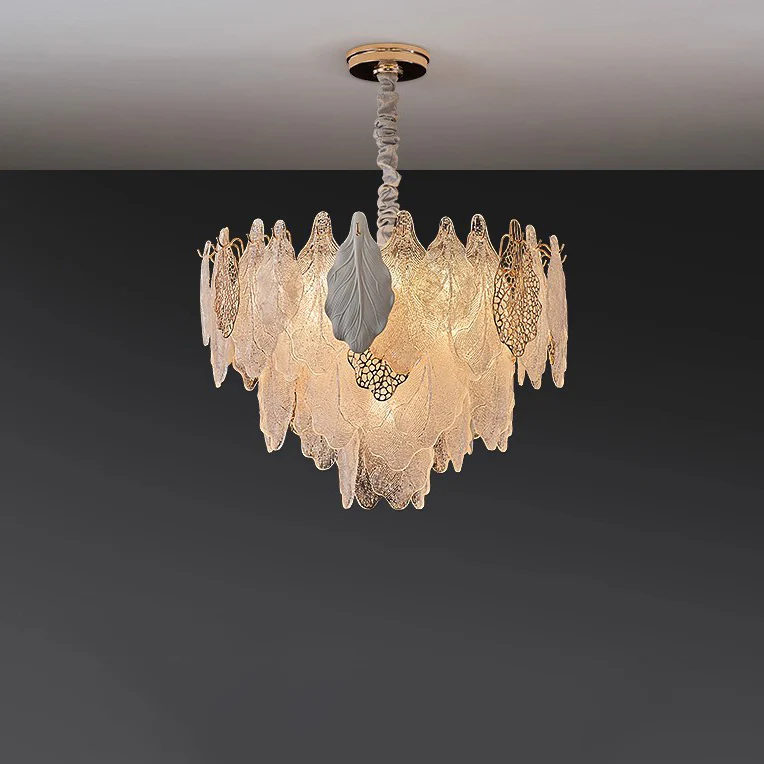 WOMO Tiered Glass Leaf Chandelier-WM3022 - Image 14