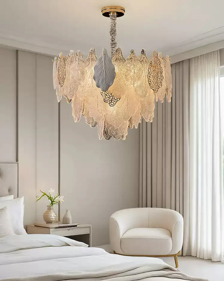 WOMO Tiered Glass Leaf Chandelier-WM3022 - Image 2