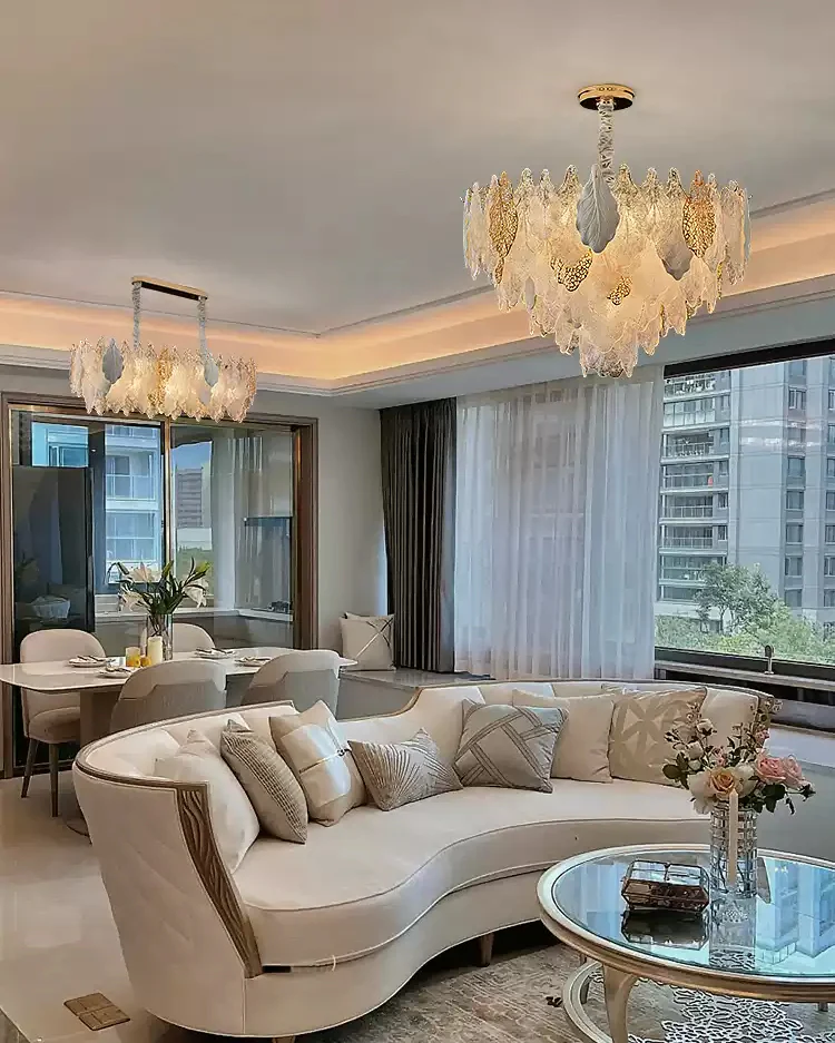 WOMO Tiered Glass Leaf Chandelier-WM3022 - Image 3