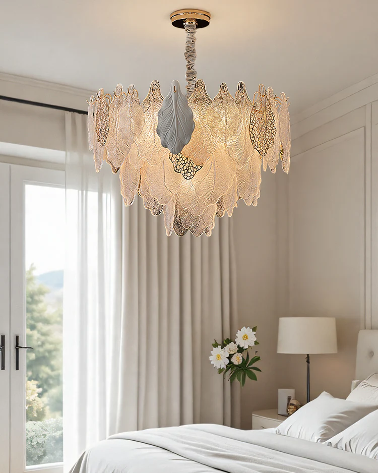 WOMO Tiered Glass Leaf Chandelier-WM3022 - Image 4