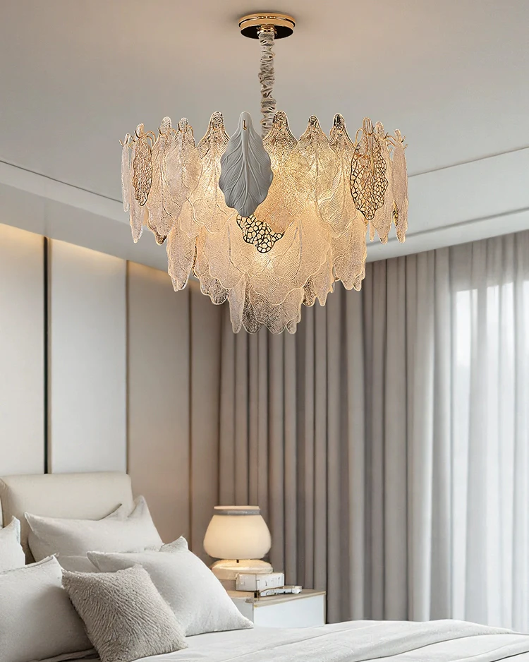 WOMO Tiered Glass Leaf Chandelier-WM3022 - Image 5