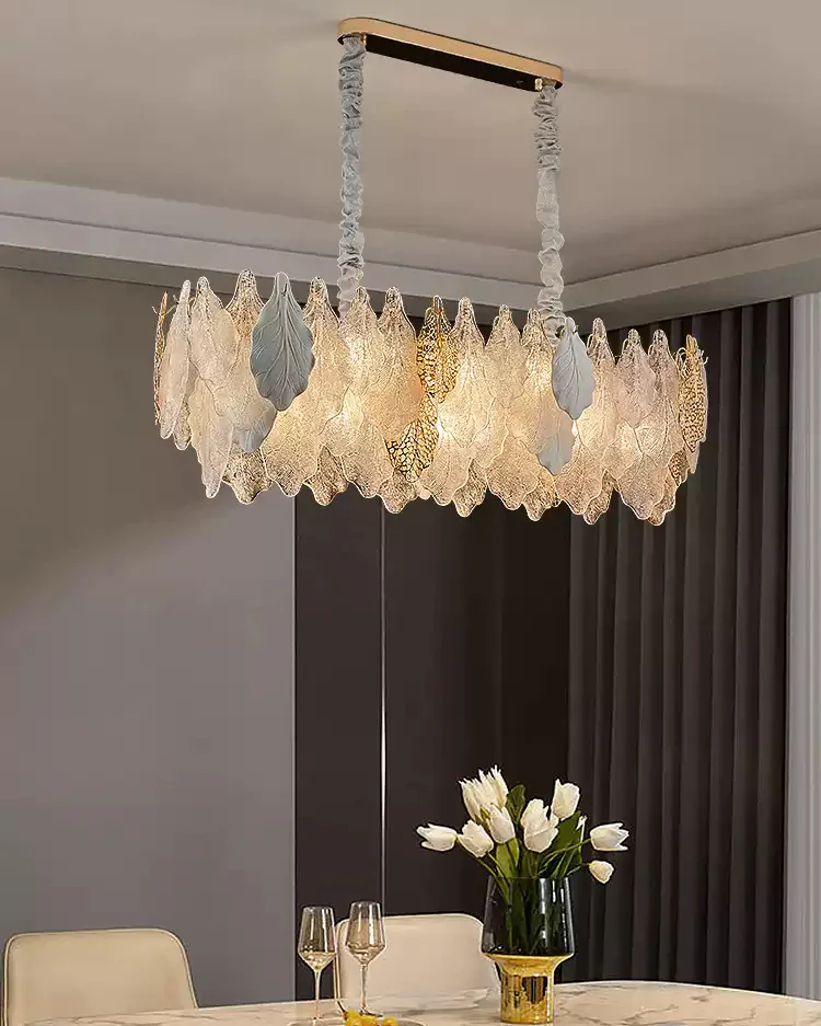 WOMO Tiered Glass Leaf Chandelier-WM3022 - Image 6