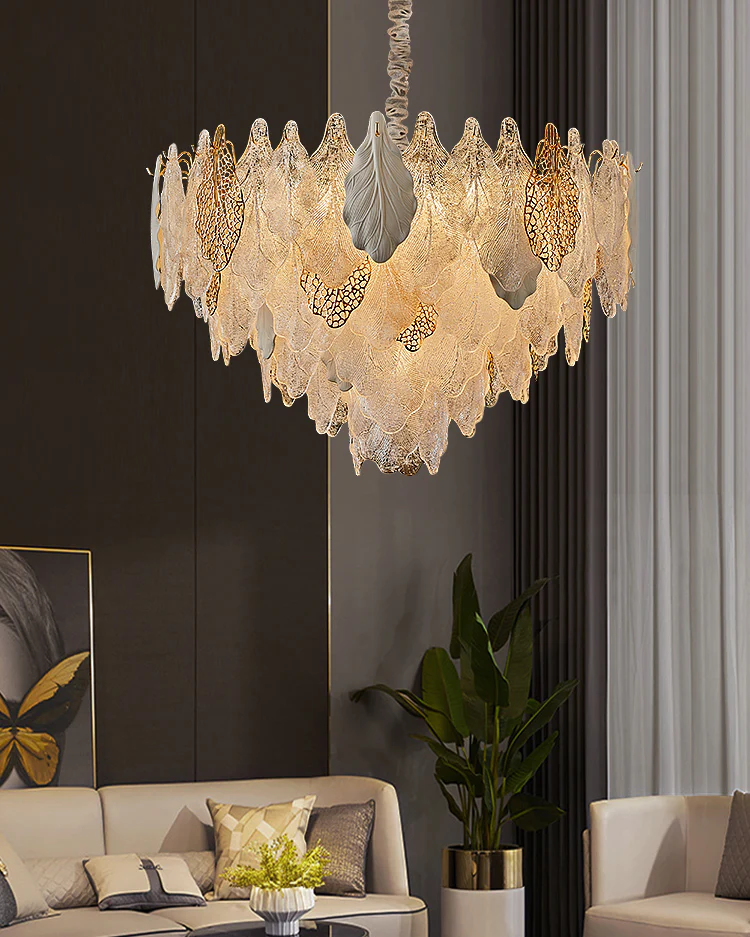 WOMO Tiered Glass Leaf Chandelier-WM3022 - Image 7
