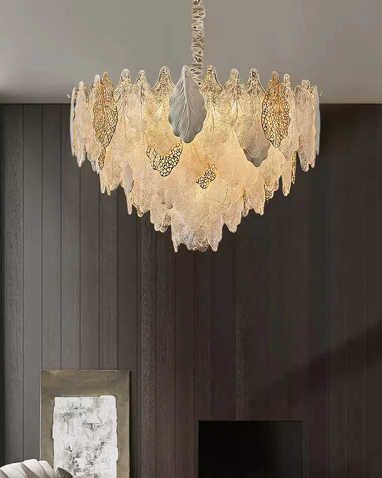 WOMO Tiered Glass Leaf Chandelier-WM3022 - Image 8