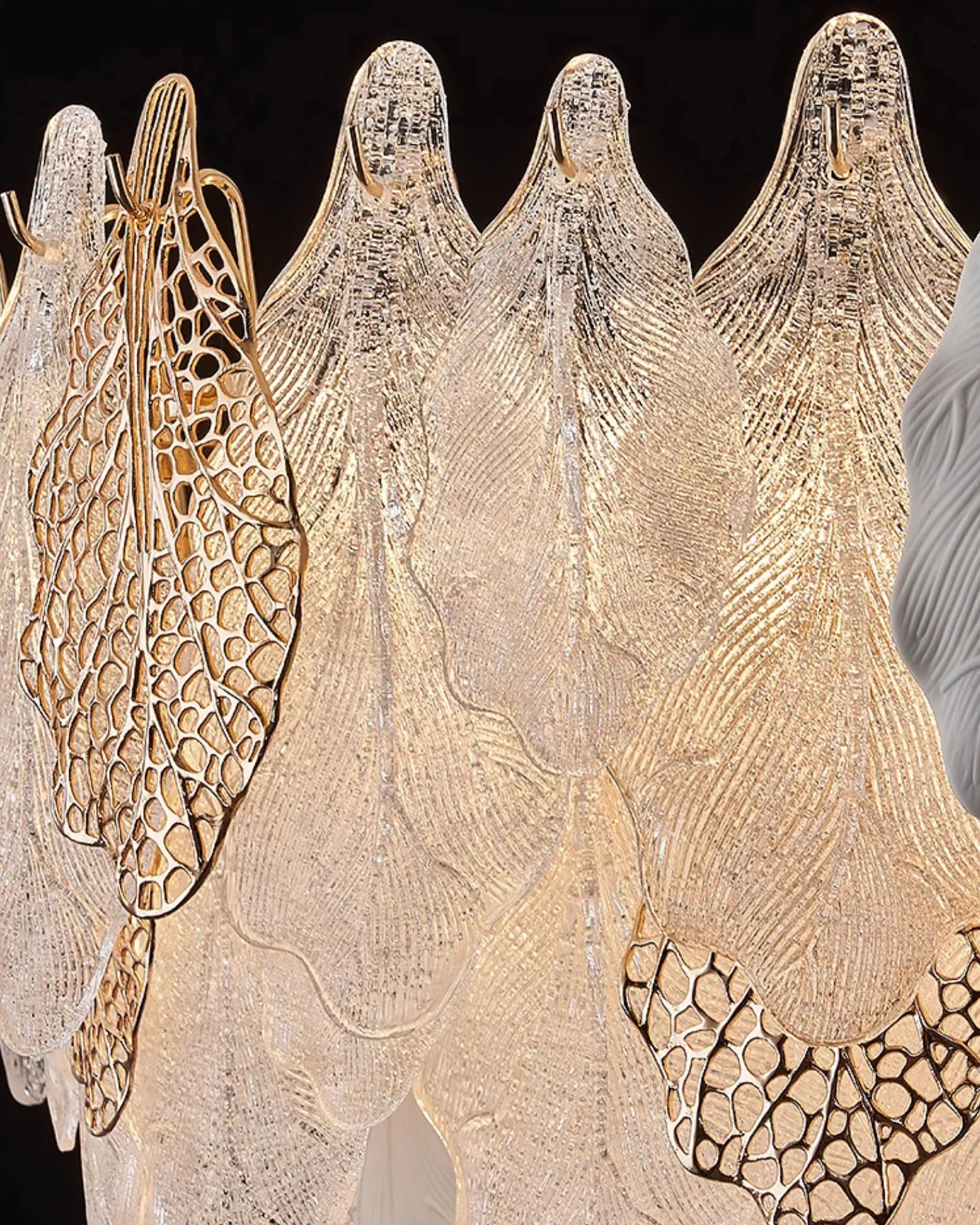 WOMO Tiered Glass Leaf Chandelier-WM3022 - Image 9
