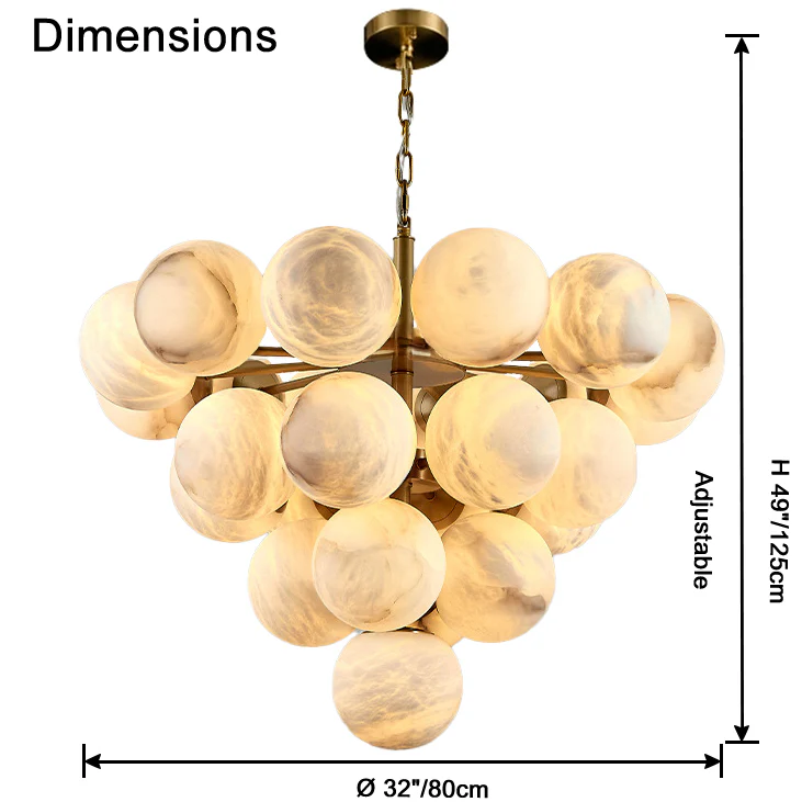 WOMO Tiered Alabaster Globe Chandelier-WM2867 - Image 11