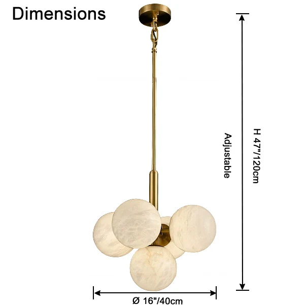 WOMO Tiered Alabaster Globe Chandelier-WM2867 - Image 7