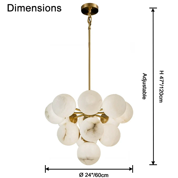 WOMO Tiered Alabaster Globe Chandelier-WM2867 - Image 9