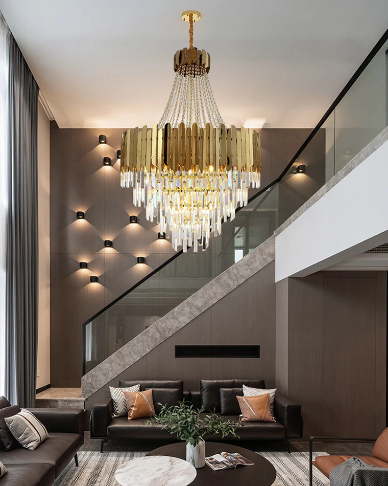 WOMO Tiered Gold Crystal Chandelier-WM2207 - Image 10