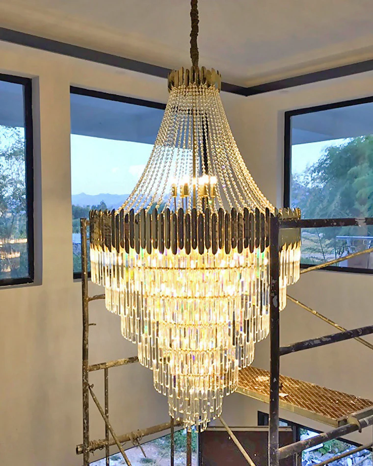 WOMO Tiered Gold Crystal Chandelier-WM2207 - Image 11