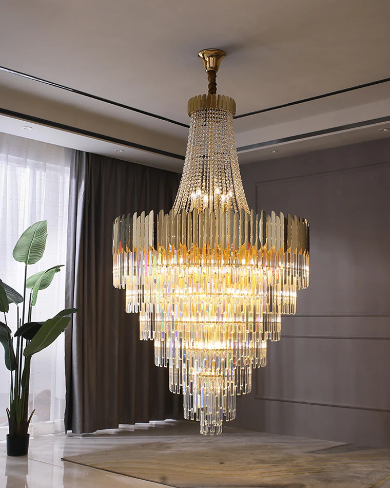 WOMO Tiered Gold Crystal Chandelier-WM2207 - Image 12