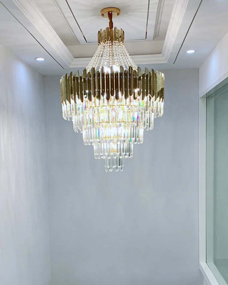 WOMO Tiered Gold Crystal Chandelier-WM2207 - Image 13