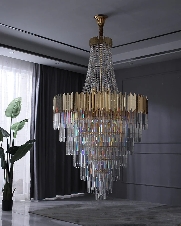 WOMO Tiered Gold Crystal Chandelier-WM2207 - Image 14