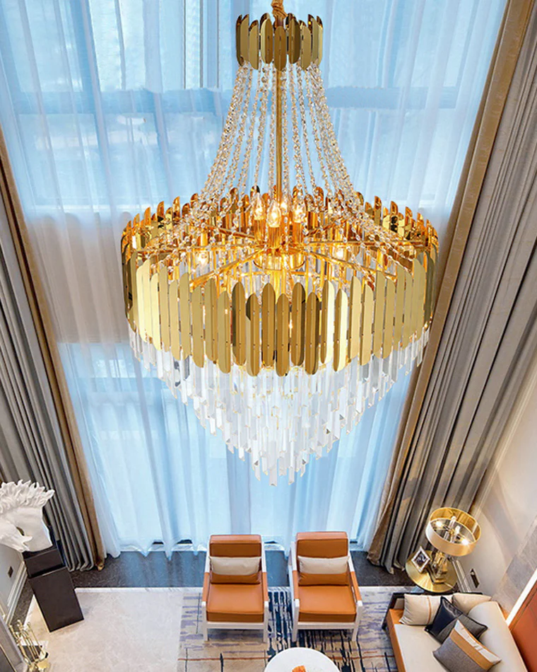 WOMO Tiered Gold Crystal Chandelier-WM2207 - Image 15