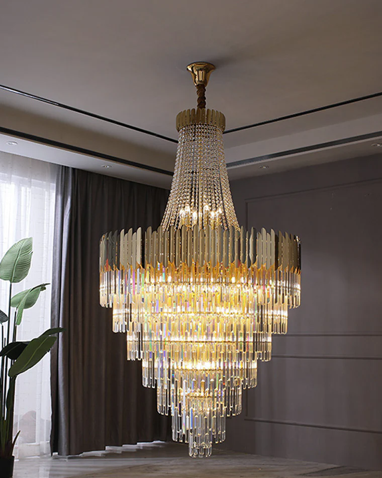 WOMO Tiered Gold Crystal Chandelier-WM2207 - Image 2