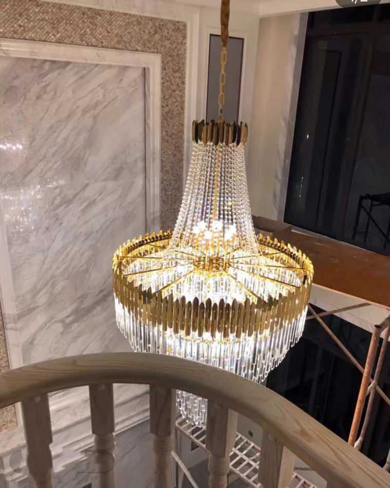 WOMO Tiered Gold Crystal Chandelier-WM2207 - Image 20