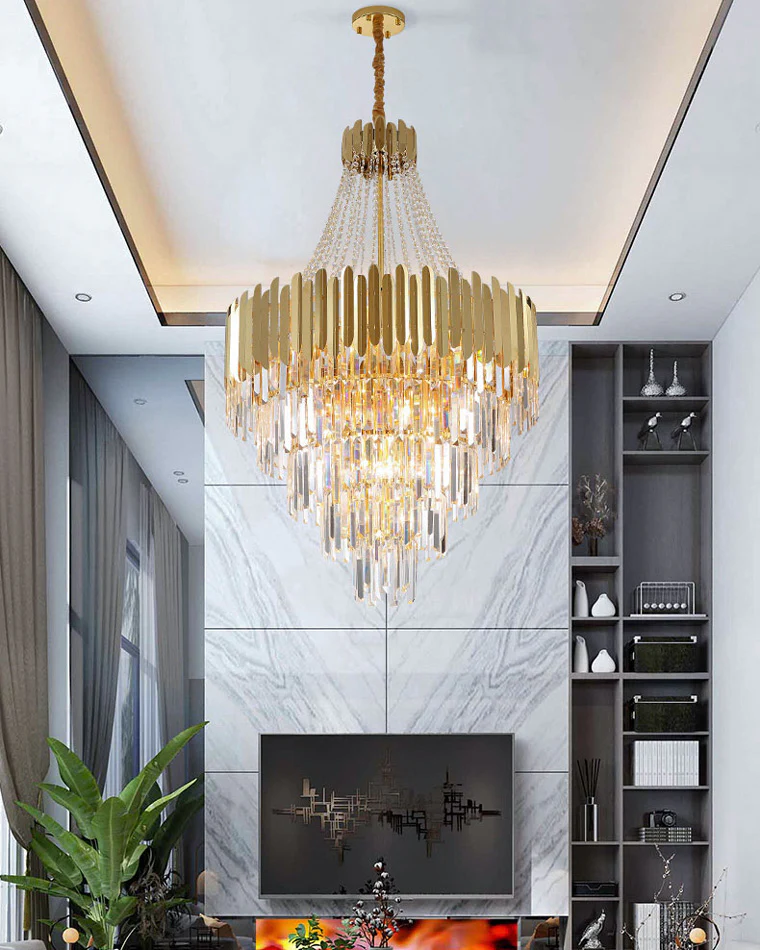 WOMO Tiered Gold Crystal Chandelier-WM2207 - Image 21