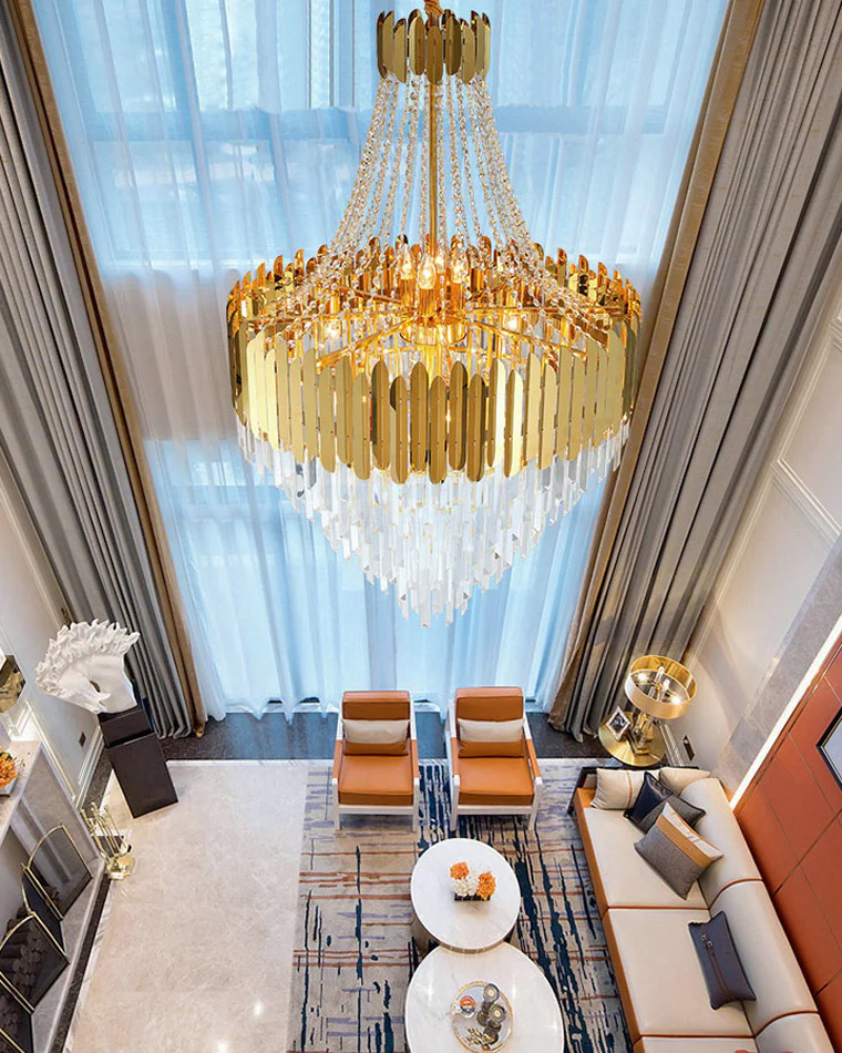 WOMO Tiered Gold Crystal Chandelier-WM2207 - Image 25