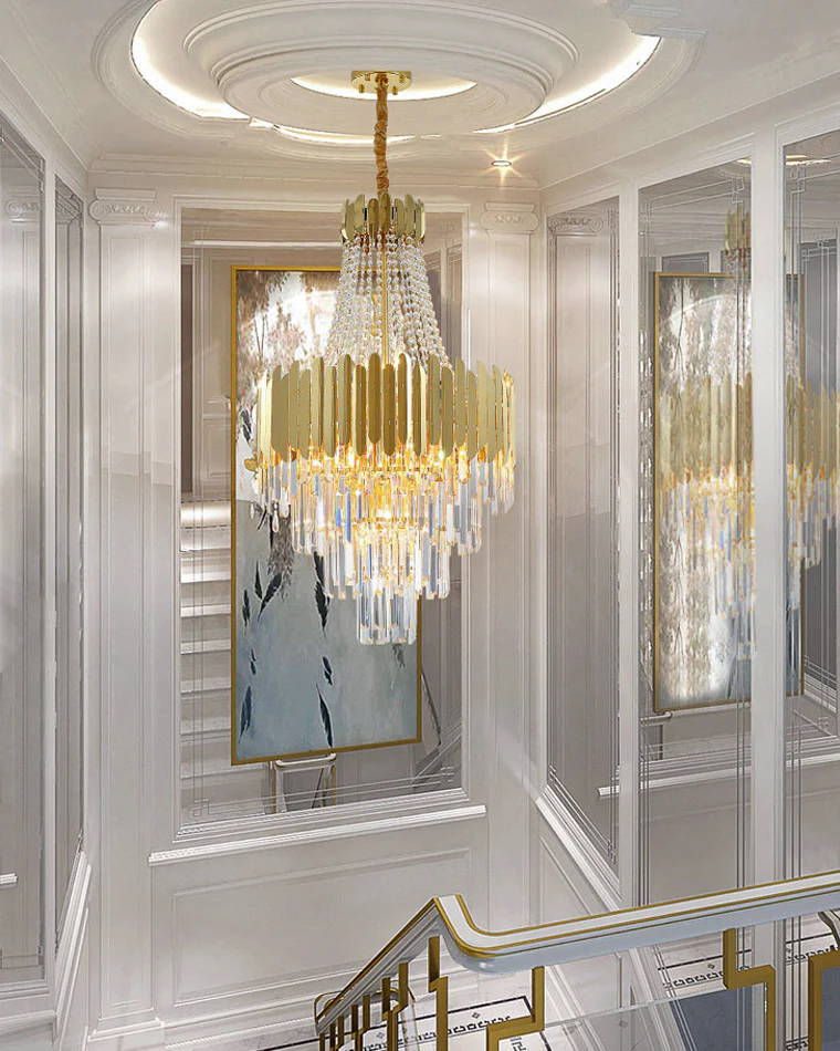 WOMO Tiered Gold Crystal Chandelier-WM2207 - Image 26