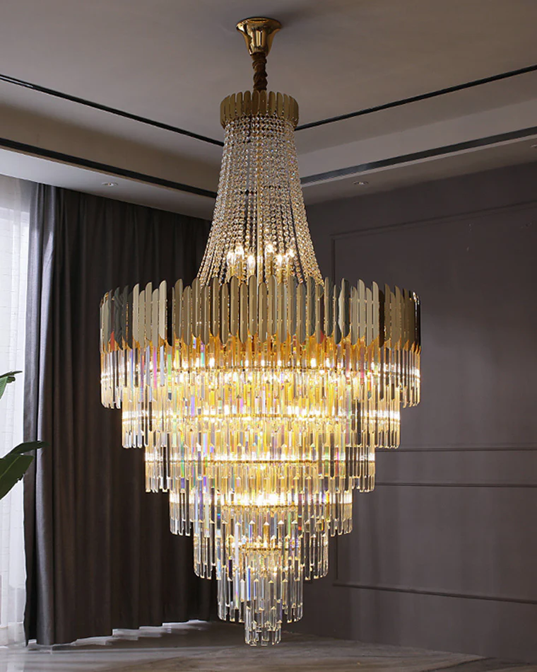 WOMO Tiered Gold Crystal Chandelier-WM2207 - Image 28