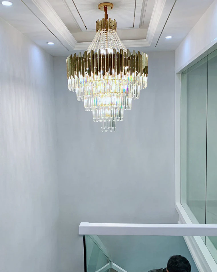 WOMO Tiered Gold Crystal Chandelier-WM2207 - Image 29