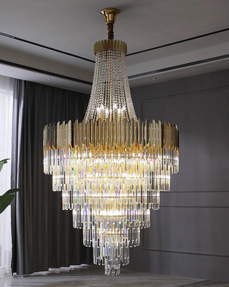WOMO Tiered Gold Crystal Chandelier-WM2207 - Image 30