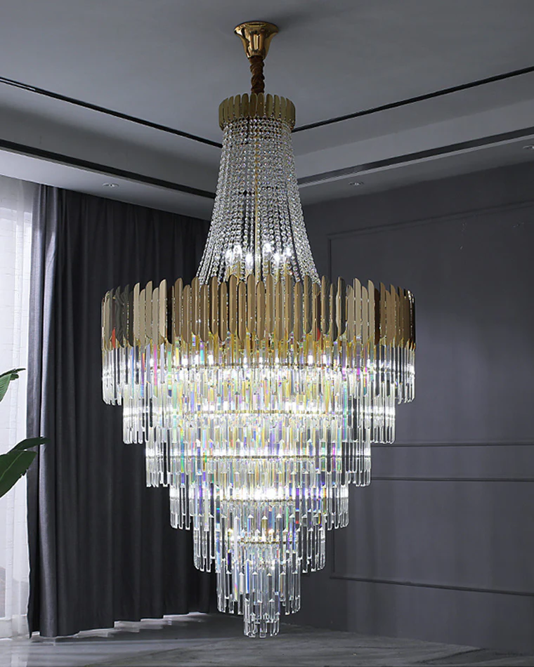 WOMO Tiered Gold Crystal Chandelier-WM2207 - Image 32