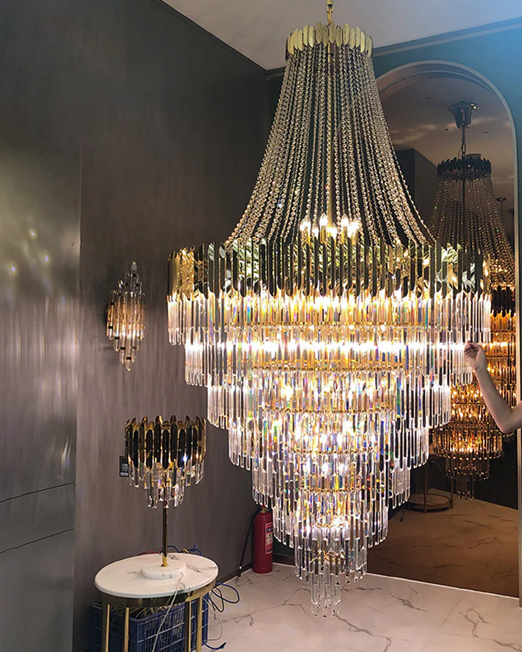 WOMO Tiered Gold Crystal Chandelier-WM2207 - Image 4