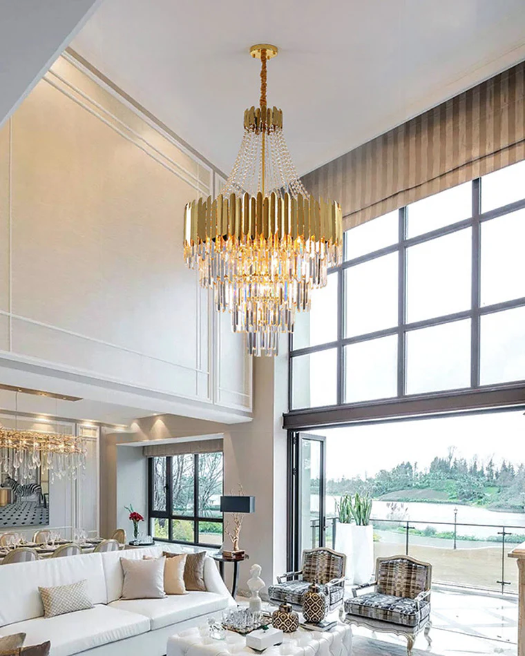 WOMO Tiered Gold Crystal Chandelier-WM2207 - Image 40
