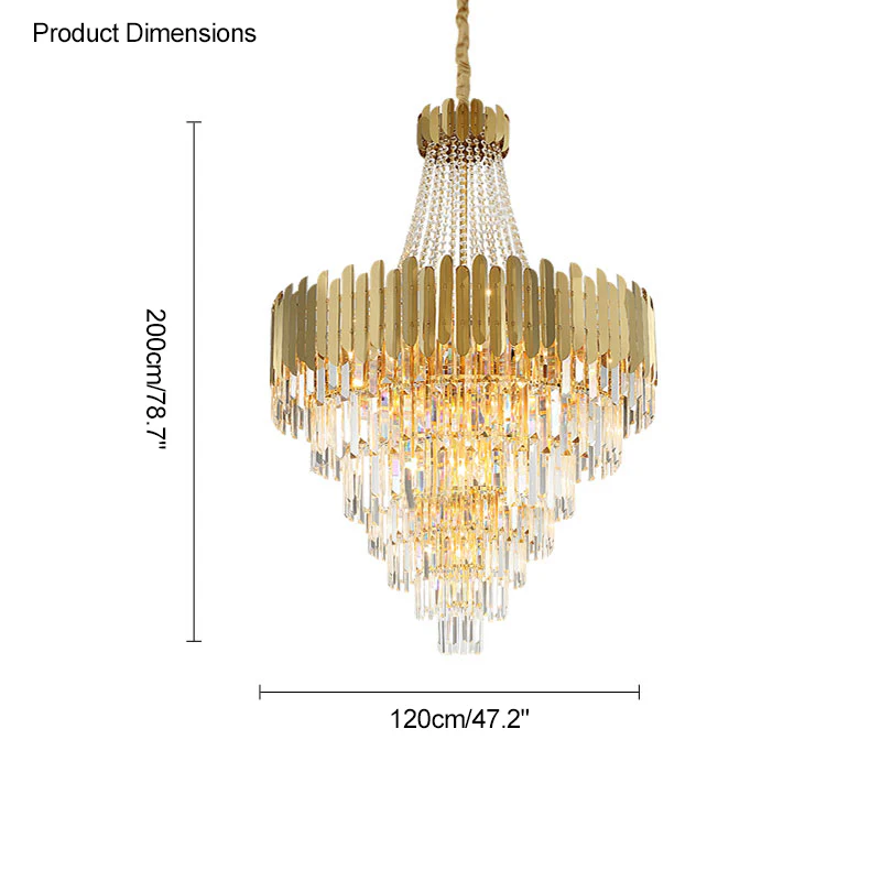 WOMO Tiered Gold Crystal Chandelier-WM2207 - Image 48