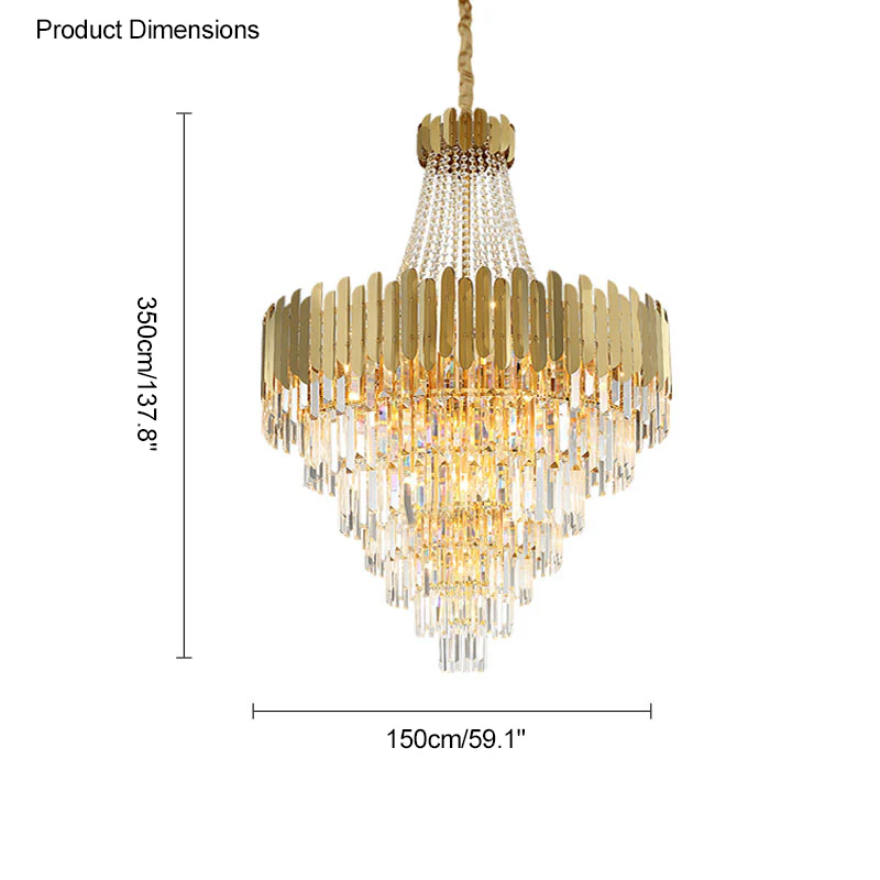 WOMO Tiered Gold Crystal Chandelier-WM2207 - Image 49