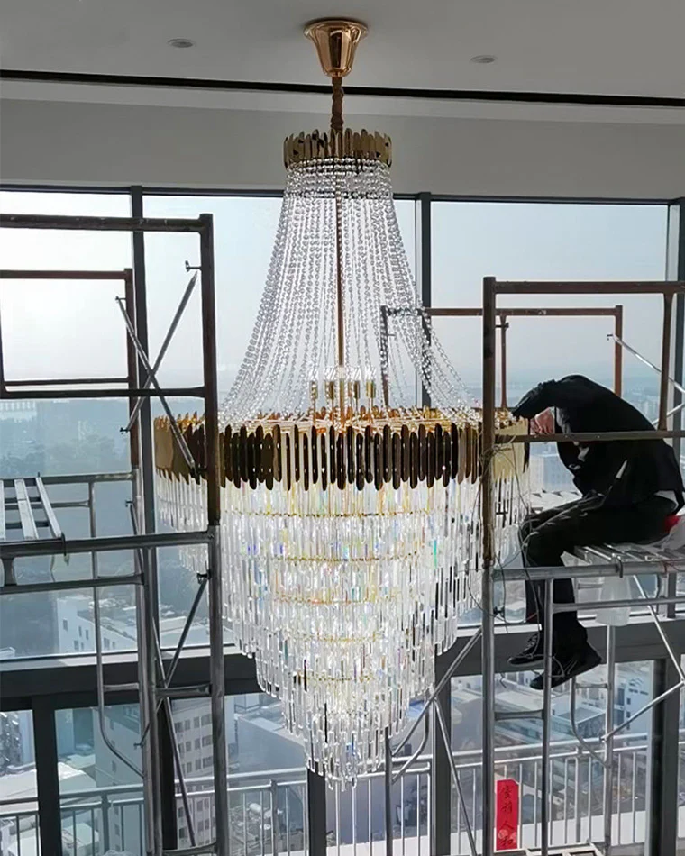 WOMO Tiered Gold Crystal Chandelier-WM2207 - Image 9