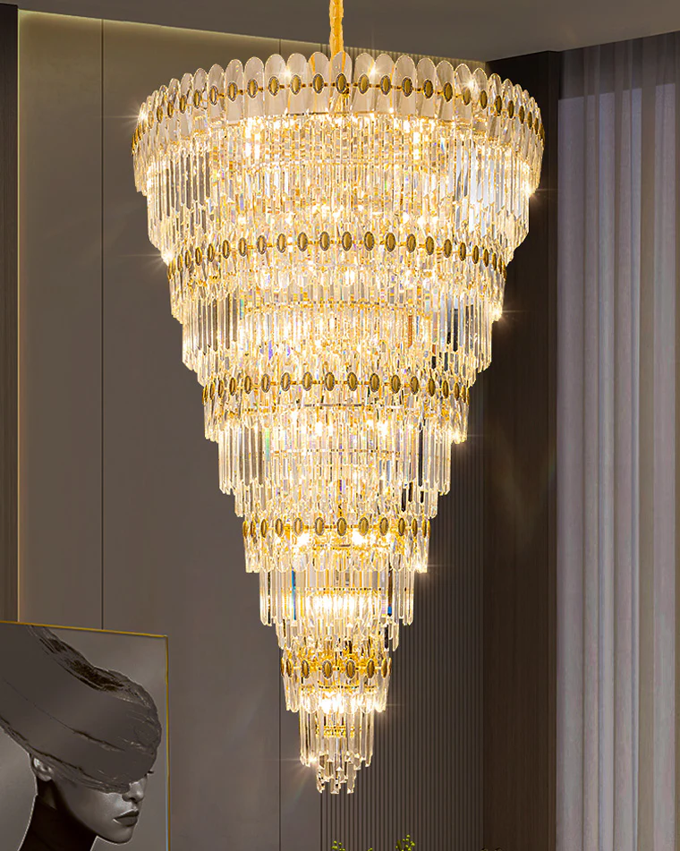 WOMO Tiered Tapered Gold Crystal Chandelier-WM2533 - Image 11
