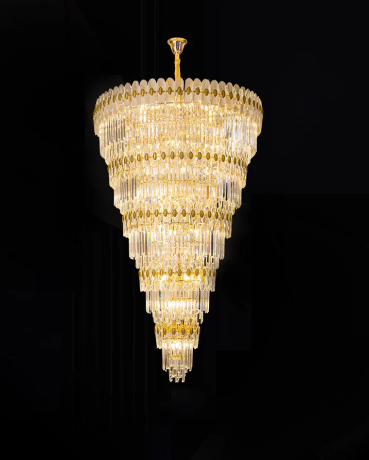WOMO Tiered Tapered Gold Crystal Chandelier-WM2533 - Image 12