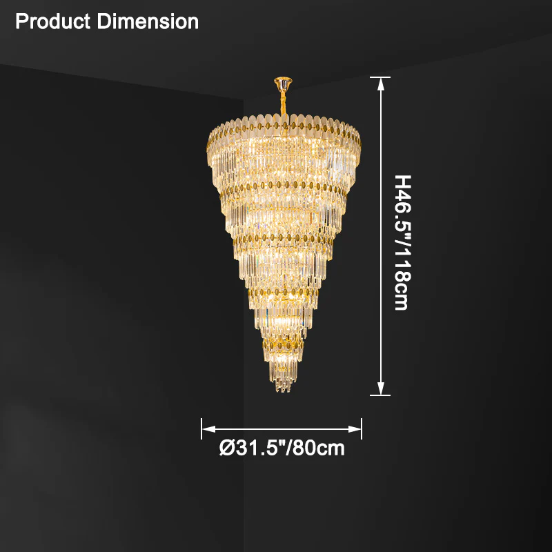 WOMO Tiered Tapered Gold Crystal Chandelier-WM2533 - Image 19