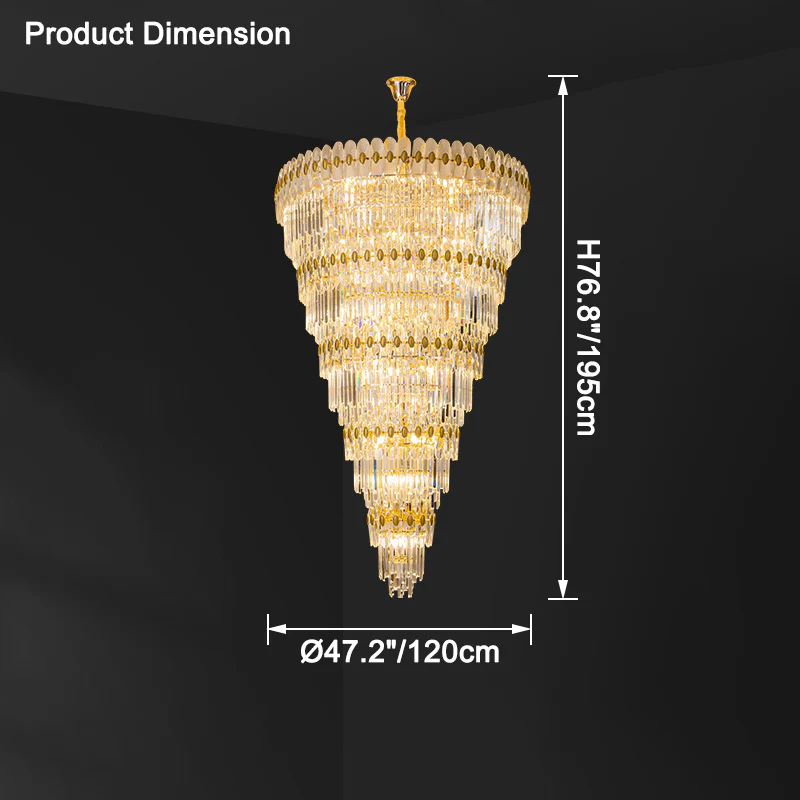 WOMO Tiered Tapered Gold Crystal Chandelier-WM2533 - Image 23